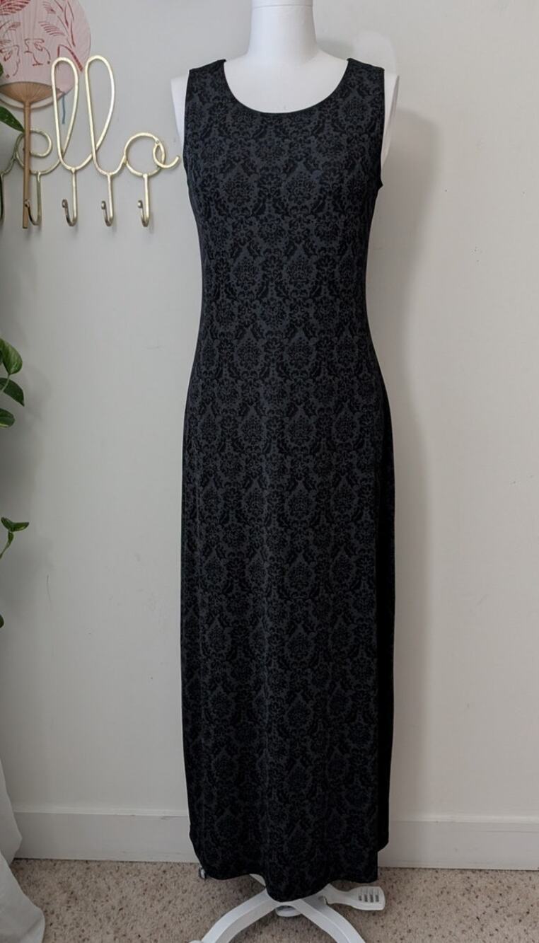 AGB Dress Byer California vintage black damask midi maxi dress